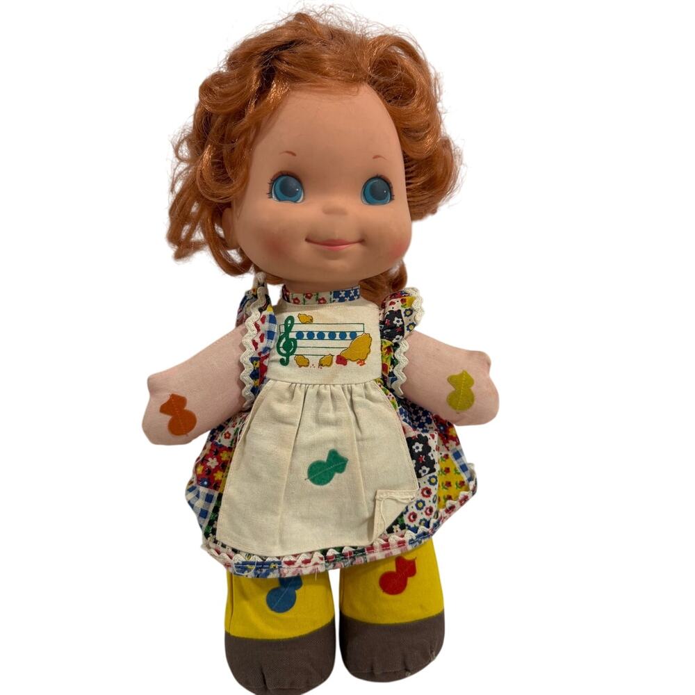 Vintage 1974 Mattel Love Notes Musical Doll Red Hair Patchwork Dress 14 Inch